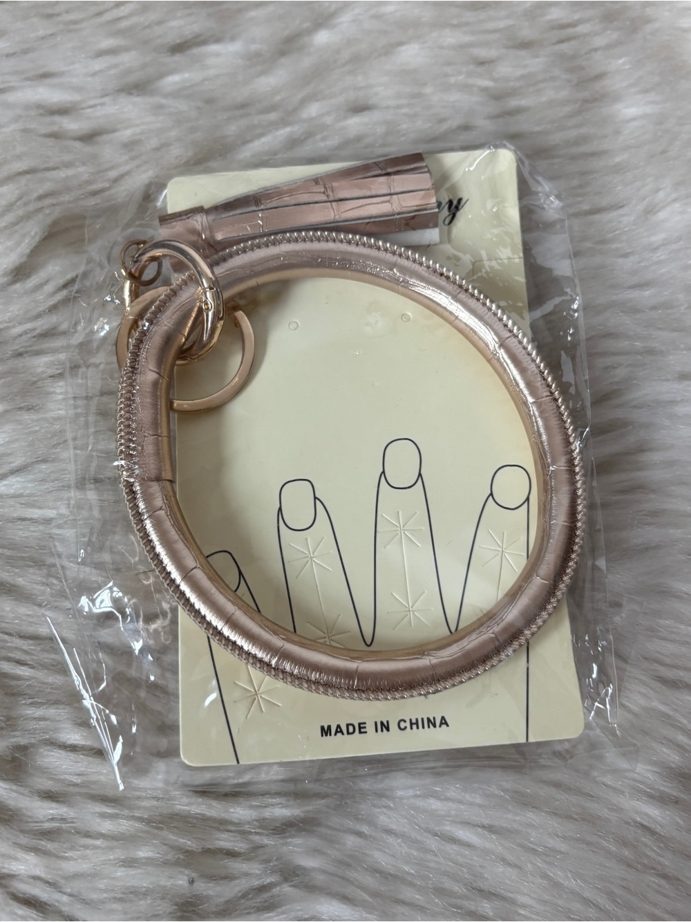 Rose Gold Faux Leather Tassel Key Ring